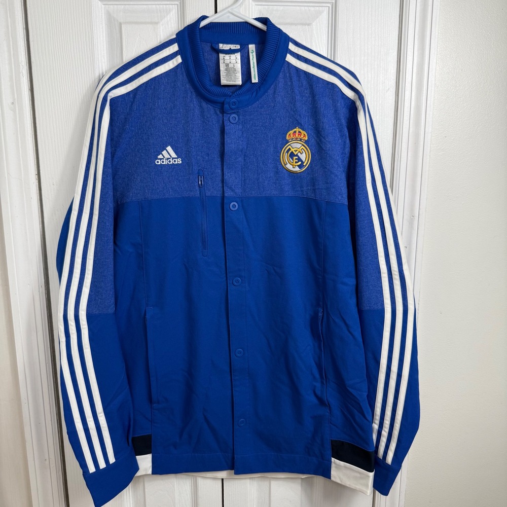 Adidas Real Madrid Anthem Jacket Medium Blue Blokecore Soccer Streetwear